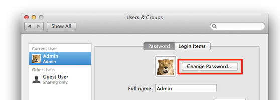 how to reset my macbook air admin password