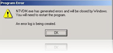 Ошибка ntvdm exe на windows xp