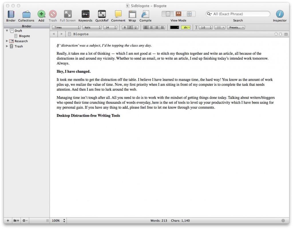 DistractionFree Writing Tools For Your Mac OS Machines Blogote